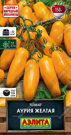 Томат Аурия Жёлтая, Интересный сорт с цилиндрическими, крупными плодами для получения стабильного урожая в защищенном грунте, Аэлита
