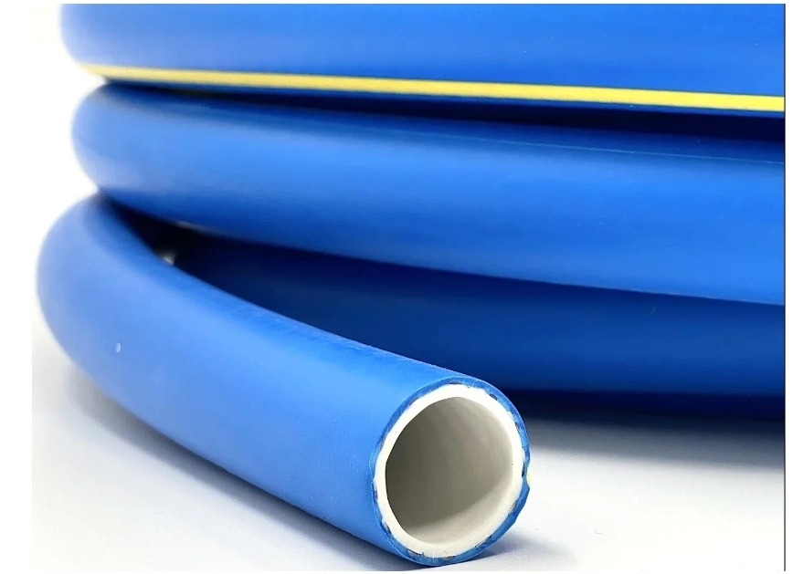 Шланг поливочный Aqua Force 3/4" 25 м синий с жёлтой полосой, Полимершланг